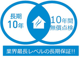 長期10年保証＆10年間定期点検を無償で受けられる